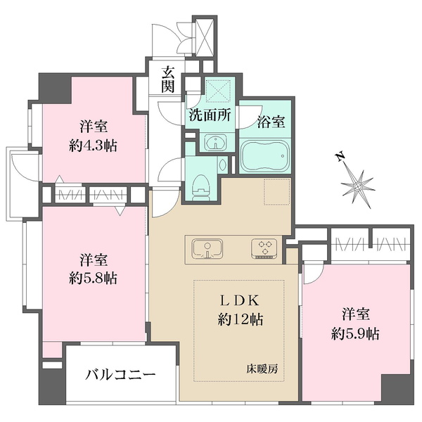 藤和シティホームズ上野山伏町の間取図