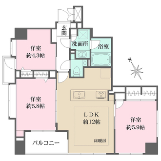 藤和シティホームズ上野山伏町の間取図