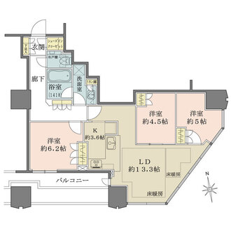 富久クロスコンフォートタワーの間取図