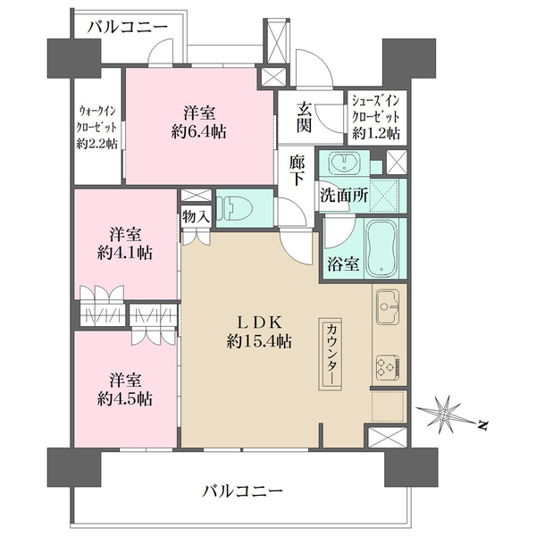 ザ・パークハウス所沢プレイスの間取図