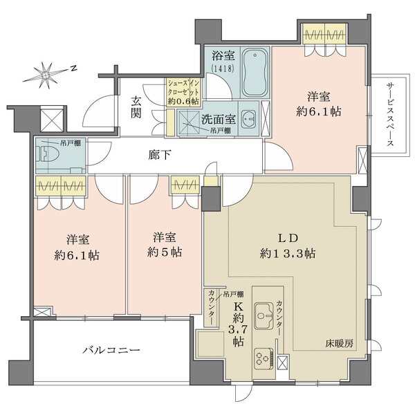 ザ・パークハウス弦巻の間取図