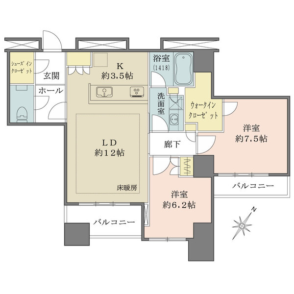 プラウドタワー二子玉川の間取図