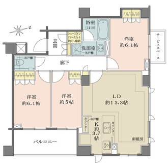 ザ・パークハウス弦巻の間取図