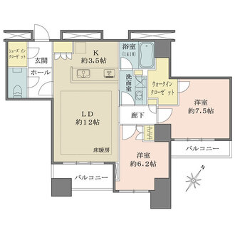 プラウドタワー二子玉川の間取図