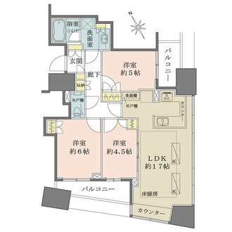 ザ・パークハウス三軒茶屋タワーの間取図