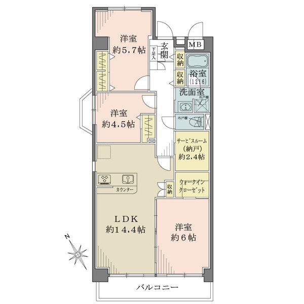 保谷パークハウスB棟の間取図