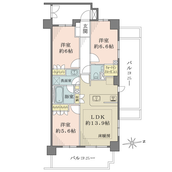 ザ・パークハウス三鷹下連雀パティオコートの間取図