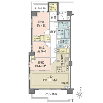 ザ・パークハウス国分寺緑邸の間取図