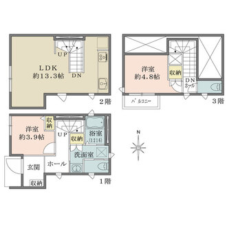 北区赤羽西3丁目新築戸建B棟の間取図