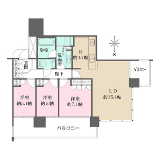 Ｍ．Ｍ．ＴＯＷＥＲＳ　ｔｈｅ　Ｅａｓｔの間取図