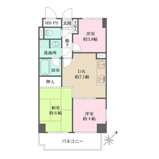 藤和シティホームズ新宿余丁町の間取図