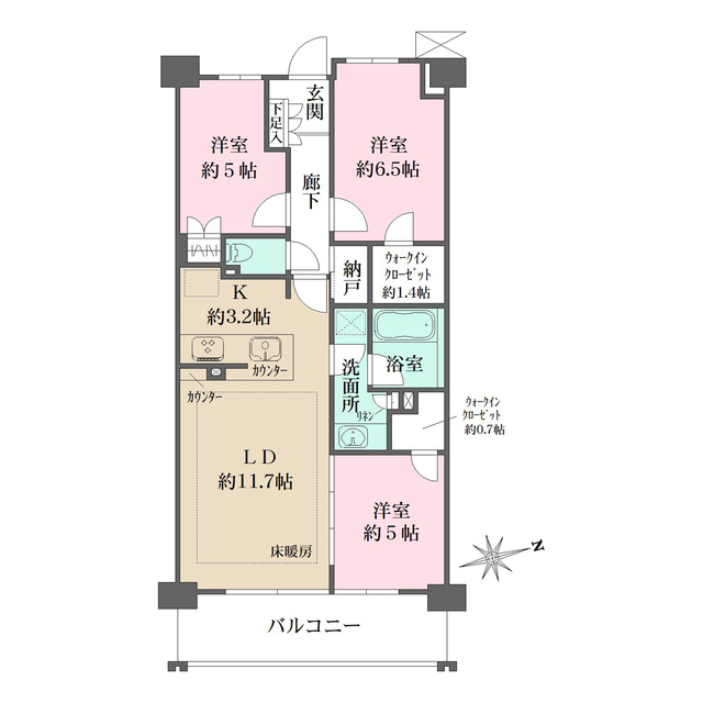 ザ・パークハウス花小金井ガーデンＩＩ街区の間取図