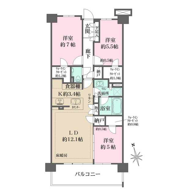 蘆花公園ザ・レジデンス　ブライトコートの間取図