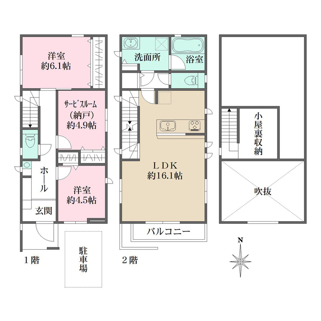 世田谷区喜多見５丁目戸建の間取図