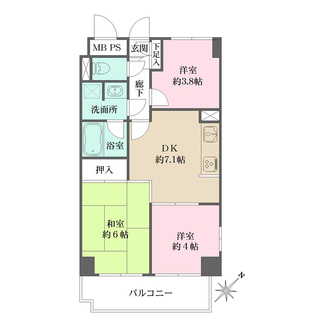 藤和シティホームズ新宿余丁町の間取図