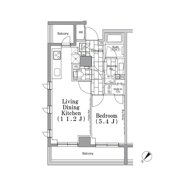 ＯＮＥ　ＲＯＯＦ　ＦＬＡＴ　ＴＳＵＫＩＳＨＩＭＡの間取図
