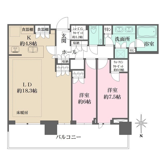 ＨＡＲＵＭＩ　ＦＬＡＧ　ＳＵＮ　ＶＩＬＬＡＧＥ　Ｔ棟の間取図