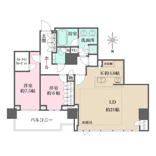 ＨＡＲＵＭＩ　ＦＬＡＧ　ＳＵＮ　ＶＩＬＬＡＧＥ　Ｔ棟の間取図