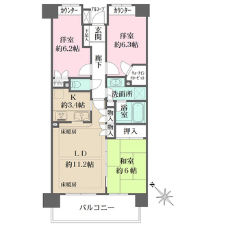 ガーデナヴィルマグノリア市川妙典の間取図