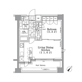 ＯＮＥ　ＲＯＯＦ　ＦＬＡＴ　ＴＳＵＫＩＳＨＩＭＡの間取図