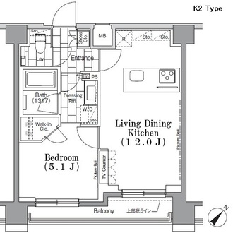 ＯＮＥ　ＲＯＯＦ　ＦＬＡＴ　ＴＳＵＫＩＳＨＩＭＡの間取図
