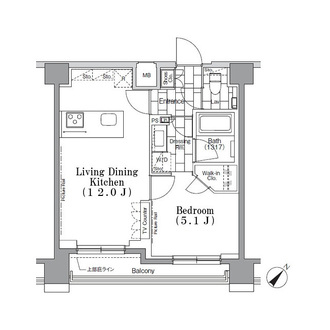 ＯＮＥ　ＲＯＯＦ　ＦＬＡＴ　ＴＳＵＫＩＳＨＩＭＡの間取図