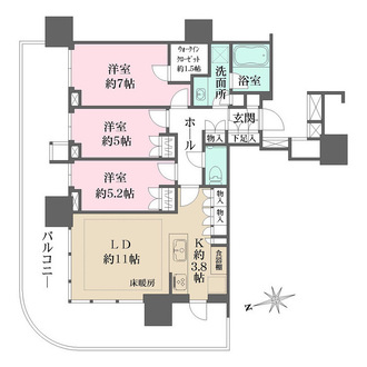 ＨＡＲＵＭＩ　ＦＬＡＧ　ＳＵＮ　ＶＩＬＬＡＧＥ　Ｔ棟の間取図