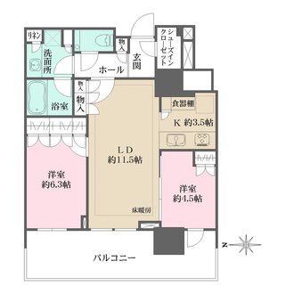 ＨＡＲＵＭＩ　ＦＬＡＧ　ＳＵＮ　ＶＩＬＬＡＧＥ　Ｔ棟の間取図