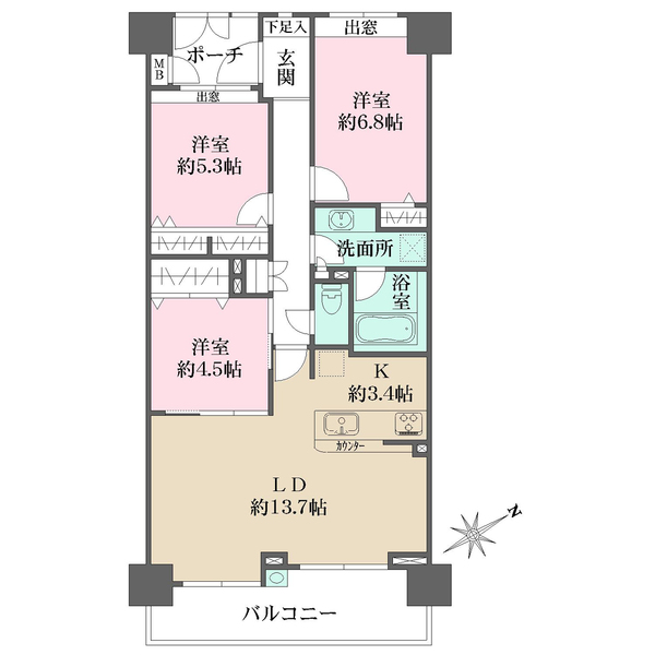 ファミールガーデン横浜・屏風浦の間取図
