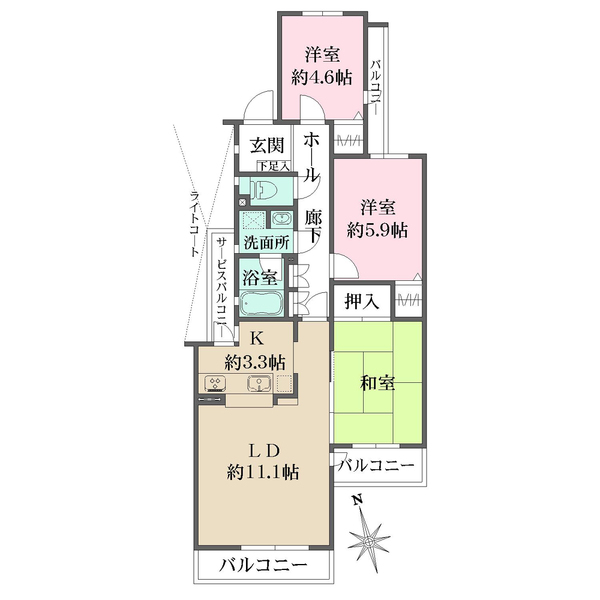 藤和ライブタウン相模原3号棟の間取図