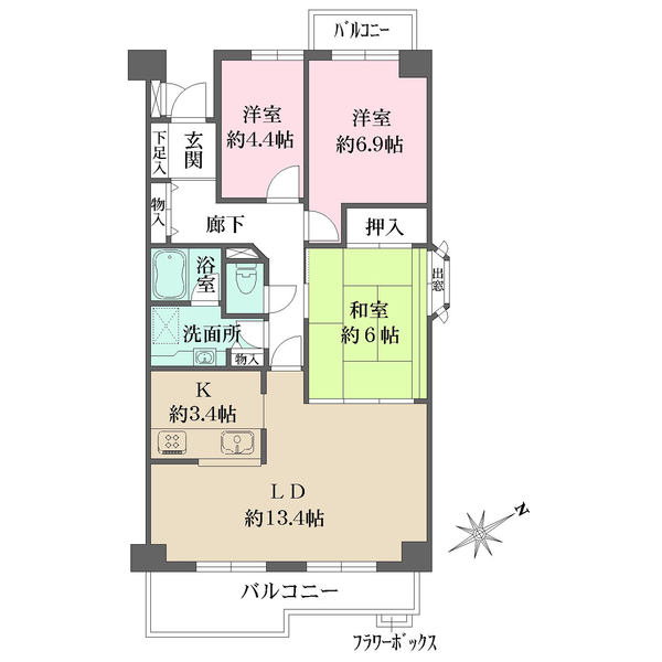 三ツ沢パークハウスの間取図