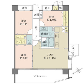 ライオンズヴィアーレ港北ニュータウンの間取図