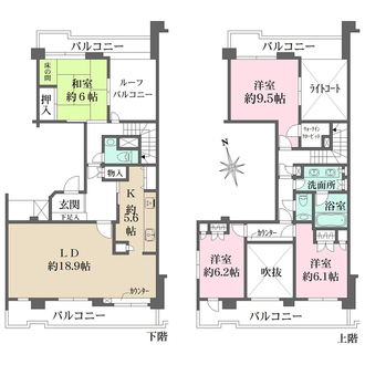 港北ガーデンヒルズA棟の間取図