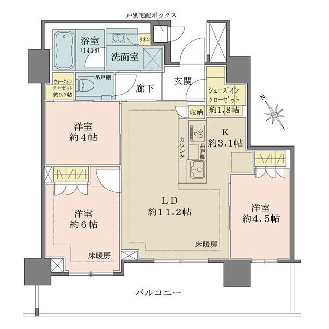 ザ・パークハウス戸越公園タワーの間取図