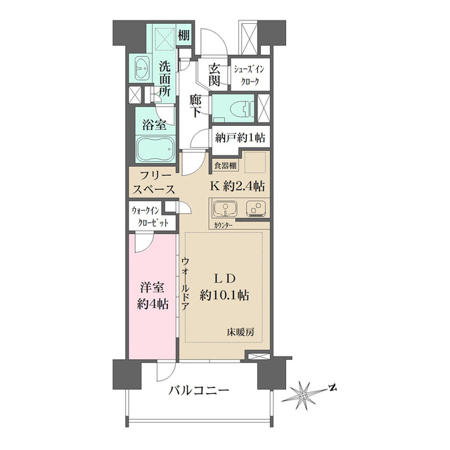 クレヴィア荏原町ＧＡＲＤＥＮの間取図