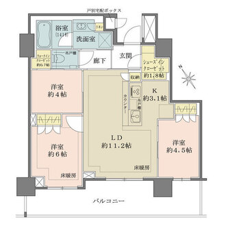 ザ・パークハウス戸越公園タワーの間取図