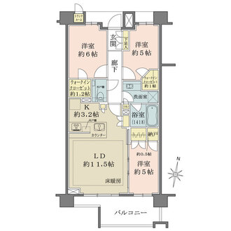 ザ・パークハウス東陽町翠賓閣の間取図