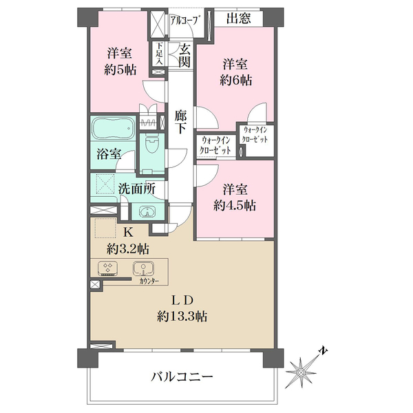 グランスイート鵜の木リバージュの間取図