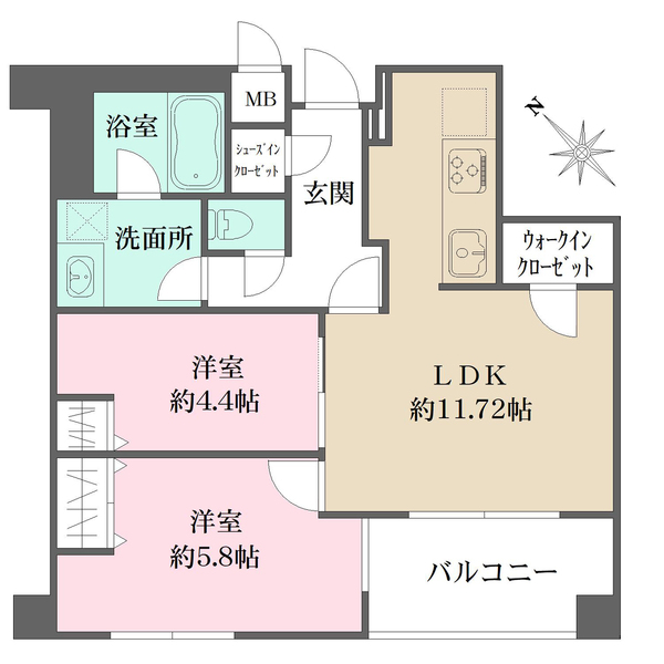 プラーティノ多摩川鵜の木弐番館の間取図