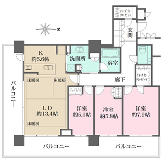 ザ・リバープレイスイーストタワーの間取図