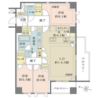 ザ・パークハウス千代田六番町の間取図