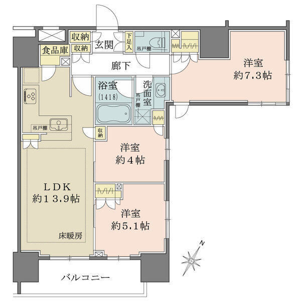 レフィール日本橋浜町二丁目の間取図