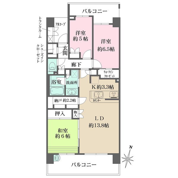 フォートンヒルズヴィラコート（E棟）の間取図
