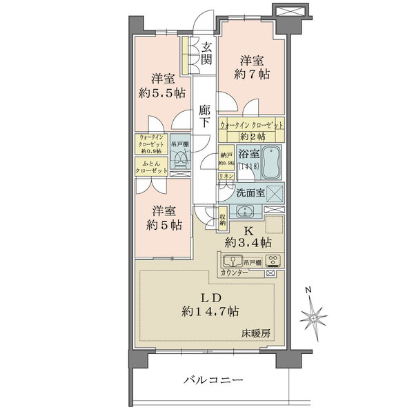 ザ・パークハウスオイコス鎌倉大船の間取図