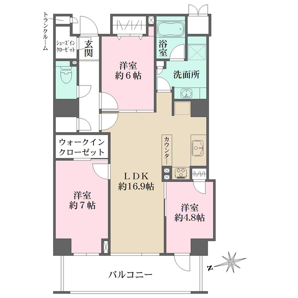 ニューシティ東戸塚タワーズシティ「ル・パルクシエル」の間取図