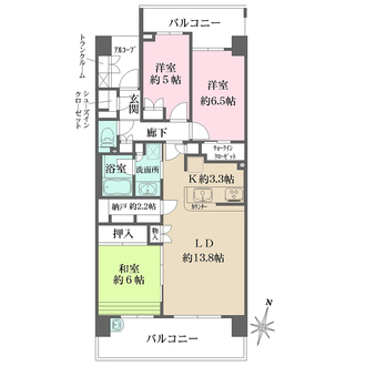 フォートンヒルズヴィラコート（E棟）の間取図