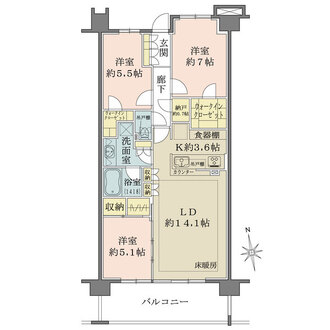 ザ・パークハウスオイコス鎌倉大船の間取図