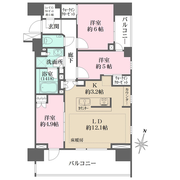 ザ・パークハウス中野弥生町テラスの間取図