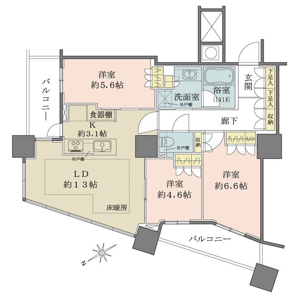 ザ・パークハウス西新宿タワー60の間取図