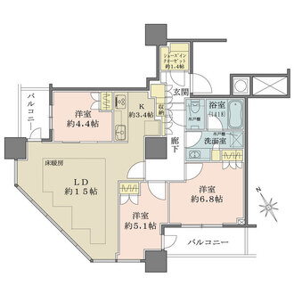 ザ・パークハウス西新宿タワー60の間取図